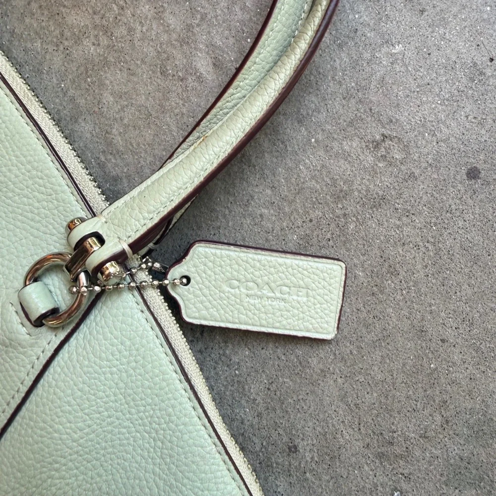 Coach Prairie Satchel 58874 Light Sage Green Pebble Leather Handbag